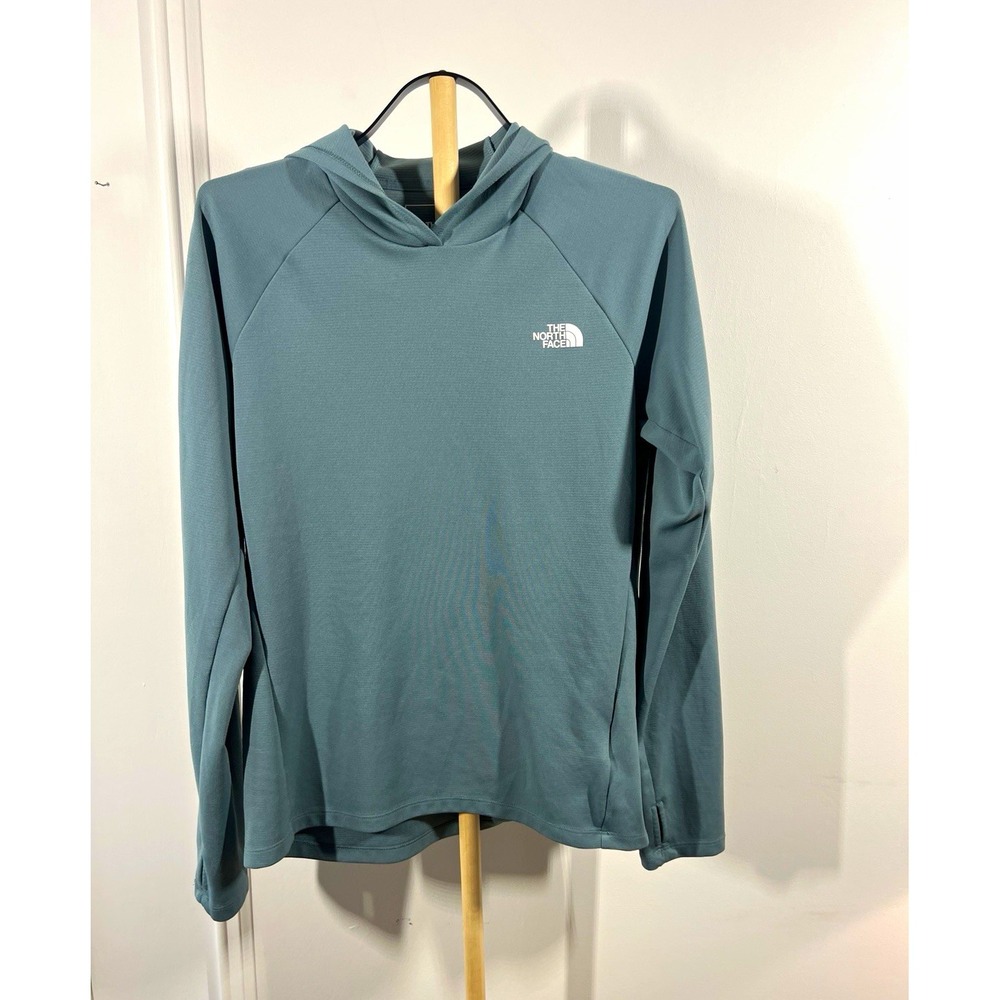 The North Face Hooded Performance Shirt Mens Blue Gray NF0A53B5 Long Sleeve